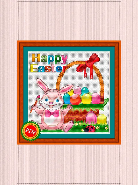 Happy Easter Cross Stitch Pattern | Easter Bunny
