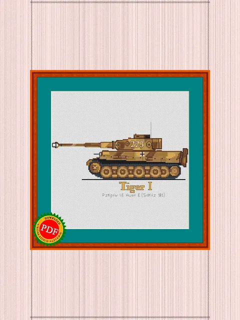 Tank Tiger Cross Stitch Pattern | German Tank Tiger