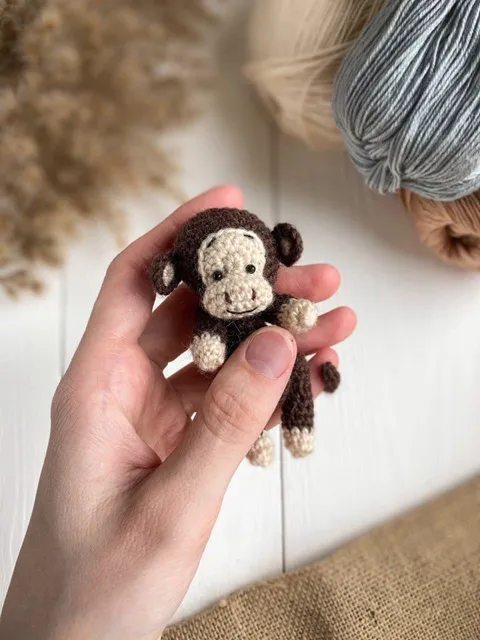 Monkey crochet toy pattern, amigurumi mini monkey pattern, crochet tutorial, toys for dolls, tiny monkey $1.30