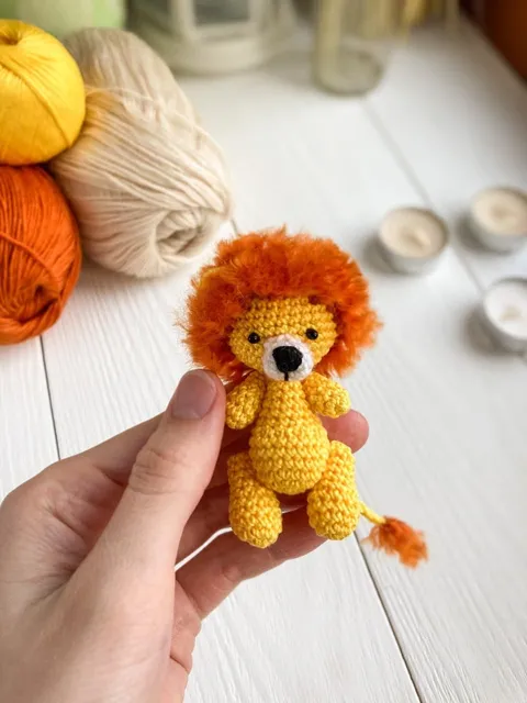 Lion crochet toy pattern, amigurumi mini lion pattern, crochet tutorial, toys for dolls, tiny lion, safari crochet toy $1.30