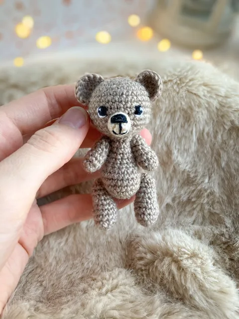 Tiny teddy bear crochet toy pattern, amigurumi mini bear pattern, crochet tutorial, toys for dolls, cute bear toy $1.30