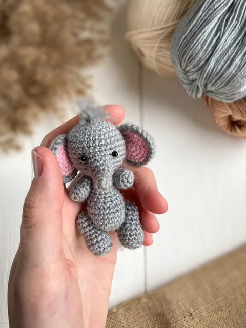 Elephant crochet toy pattern, amigurumi mini elephant pattern, crochet tutorial, toys for dolls, tiny elephant, safari amigurumi $1.30