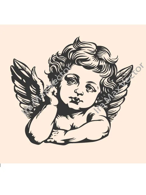 Vintage Cupid Illustration SVG PNG, Hand Drawn Icons, Retro, Cherub, Heart, Hand Drawn Doodles,  Cupid ClipArt, Cupid cut file