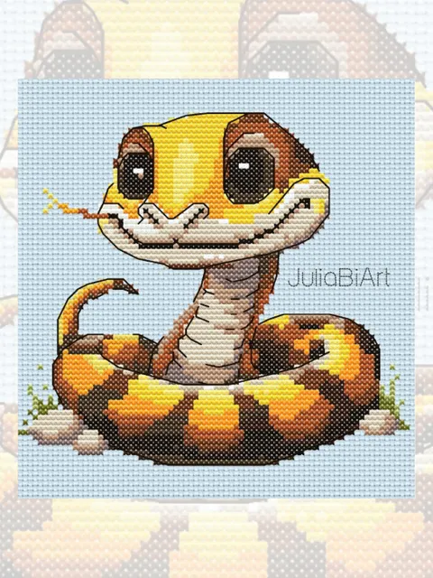 Cross stitch pattern PDF, Snake symbol of the year, Christmas cross stitch chart