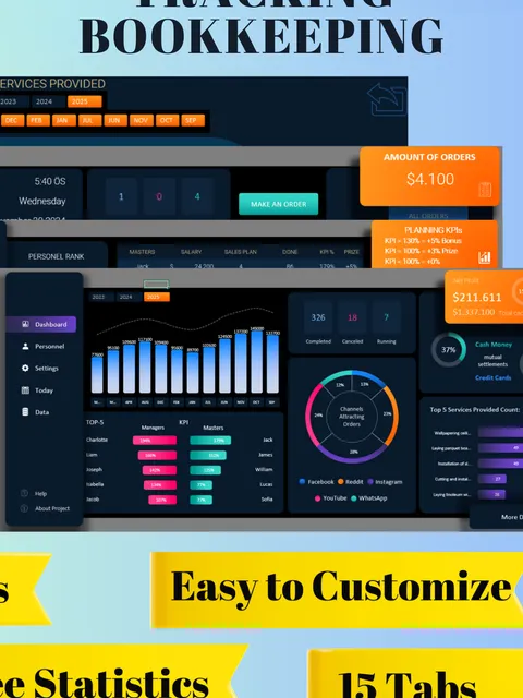 CRM Dashboard & Bookkeeping Template | Google Sheets CRM Tracker | Customer Management System Sales - Expense Tracker, Business Finance Tool
