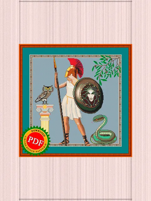 Athena Cross Stitch Pattern | Warrior Goddess | Minerva