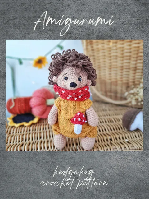 Hedgehog crochet pattern. Amigurumi pattern. DIY autumn decor hedgehog pattern PDF. PDF tutorial woodland animal.