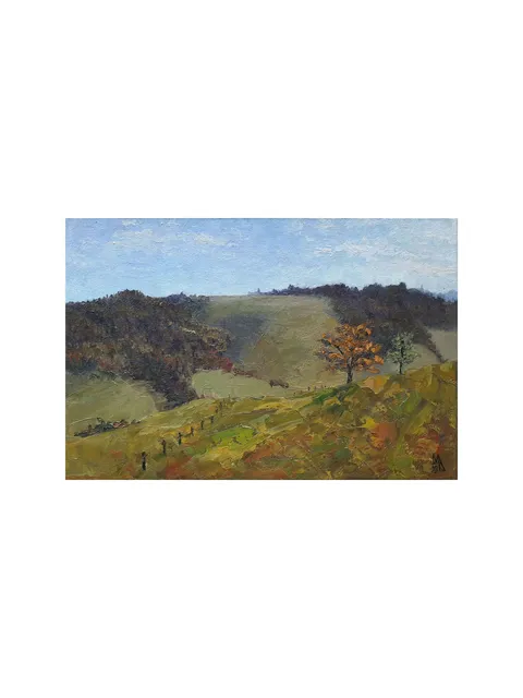 Meadow Valley Painting 8x12" Original Art California Hill Artwork Natural Landscape Impressionist Signed by Marina Chuchko