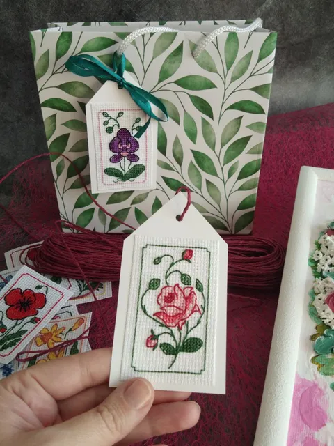 Set of 12 mini cross stitch patterns PDF, small cross stitch charts Flowers