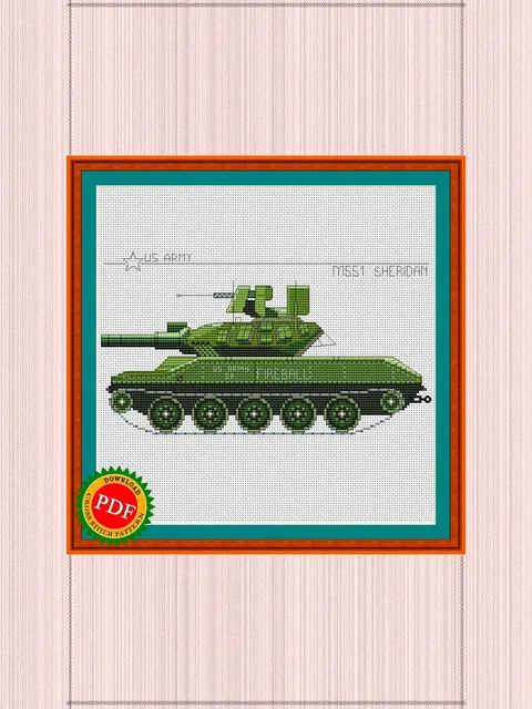Sheridan Cross Stitch Pattern | American M551 Sheridan Tank Chart