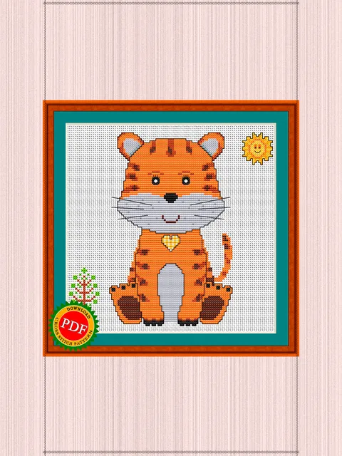 Tiger Cross Stitch Pattern | Adorable Tiger Baby Stitch Pattern