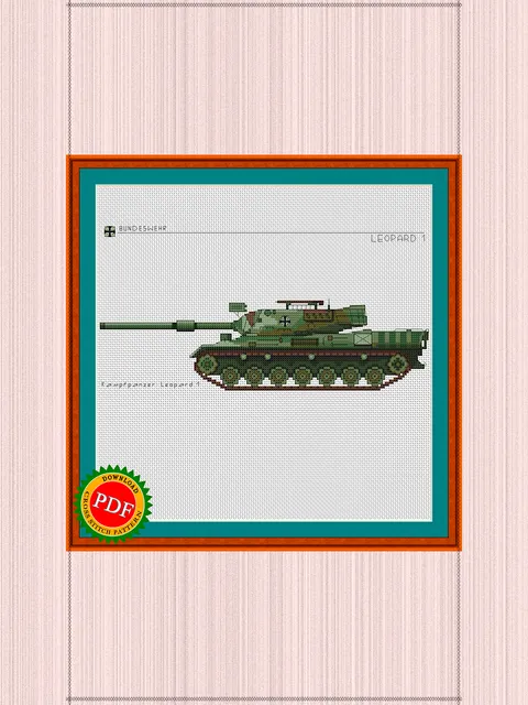 Leopard Tank Cross Stitch Pattern | German Leopard 1 Tank Chart | Leopard 1 Main Battle Tank
