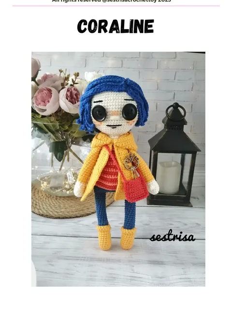COraline doll PDF crochet pattern