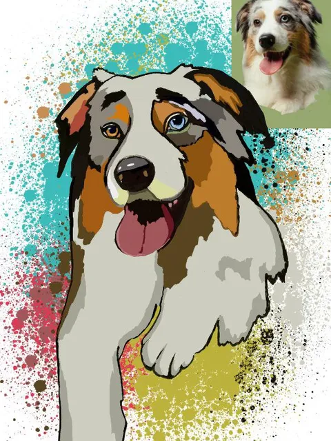 Custom pet portrait. Digital Download