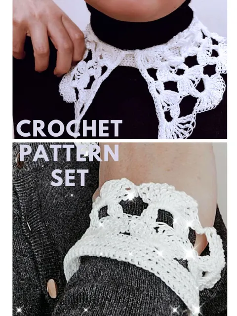 Wednesday Collar crochet pattern - video tutorial and written tutorial cosplays collar