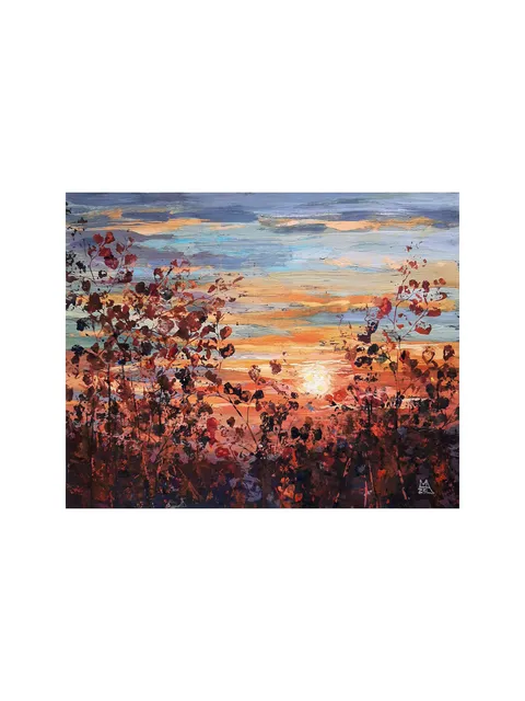 Meadow Grass at Sunset Painting 8x10" ORIGINAL ART Impressionist Small Summer Artwork Signed by artist Marina Chuchko