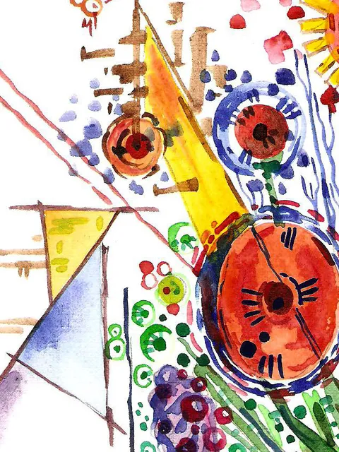 Kandinsky Style Painting Watercolor Original Art Abstract