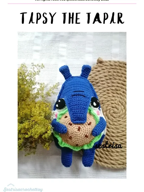 Tipsy the tapir PDF crochet pattern