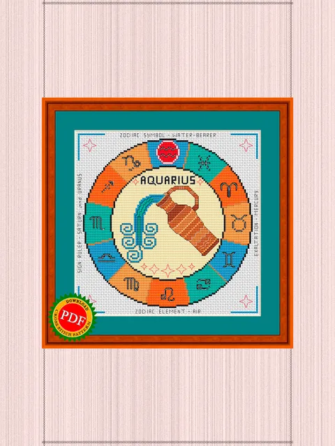 Aquarius Cross Stitch Pattern | Aquarius Zodiac Sign