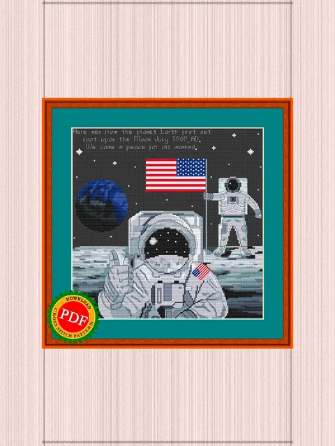 Apollo 11 Cross Stitch Pattern | Moon Landing | Lunar Landing