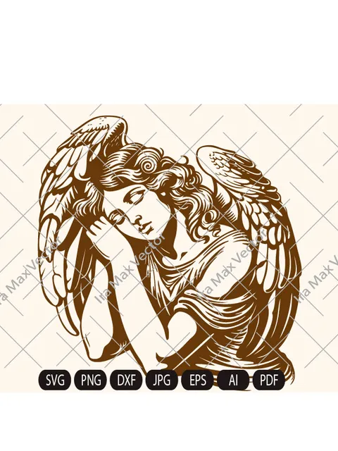 Vintage Angel  Illustration SVG PNG, Hand Drawn Icons, Retro, angel, Heart, Hand Drawn Doodles,  Cupid ClipArt, Cupid cut file