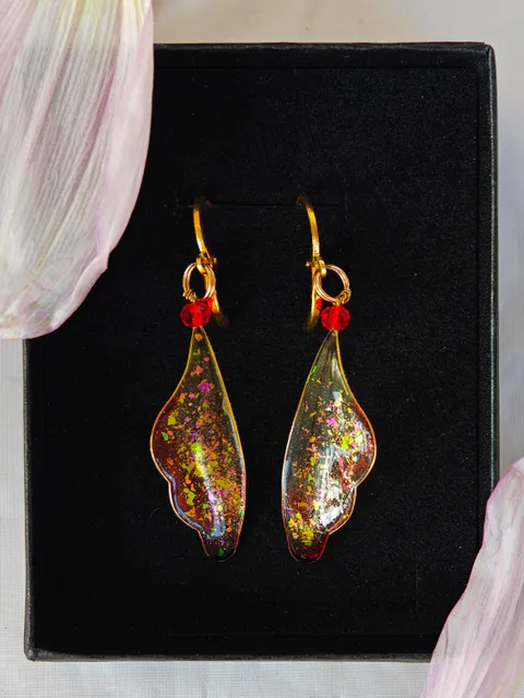 Red earrings like butterfly wings