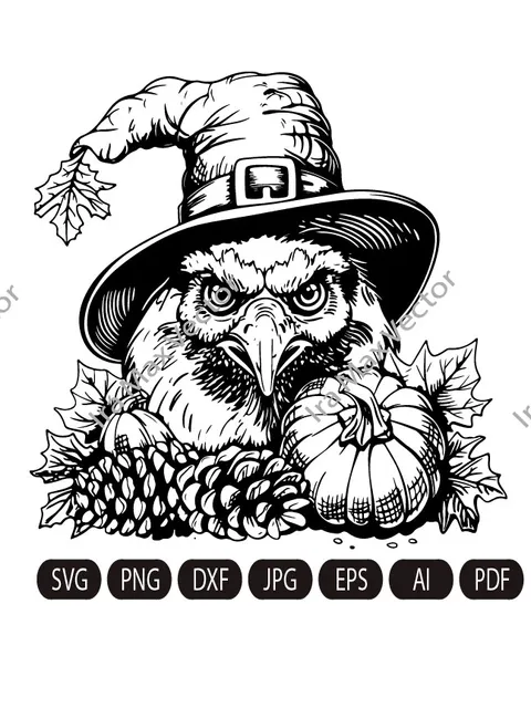 Turkey Svg, Turkey in hat with pumpkin art,Thanksgiving decor,Turkey clipart, Turkey detailed, Turkey bird, Funny Turkey Svg ,Turkey Vector Svg, Farm birds,Poultry