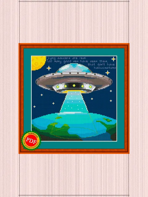 Flying Saucer Cross Stitch Pattern | Flying Disc | UFO