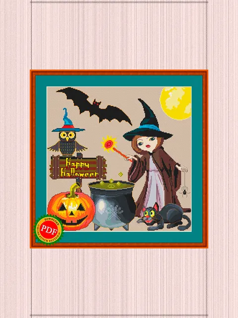 Happy Halloween Cross Stitch Pattern | Halloween Collage