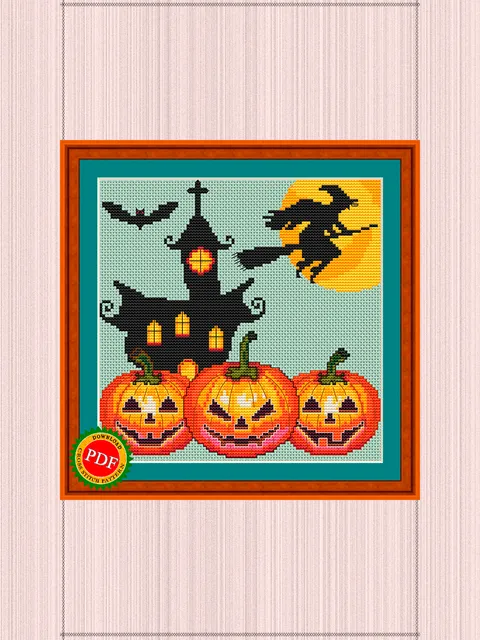 Halloween Cross Stitch Pattern | Halloween Pumpkins Pattern | Pumpkin Trio