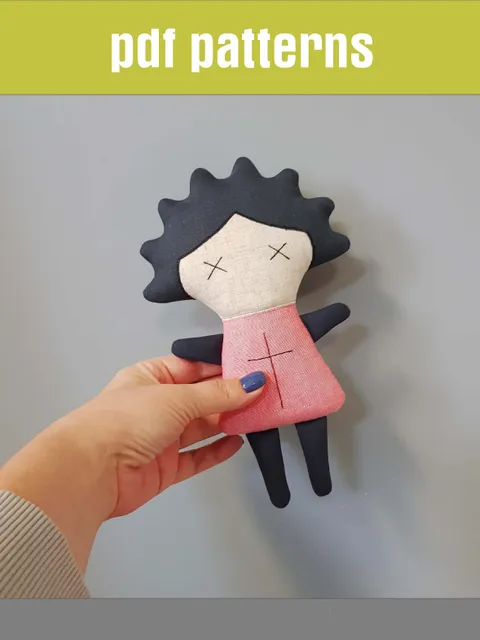 Rag Doll Maria sewing pattern PDF, digital tutorial in English, Rag Doll Diy