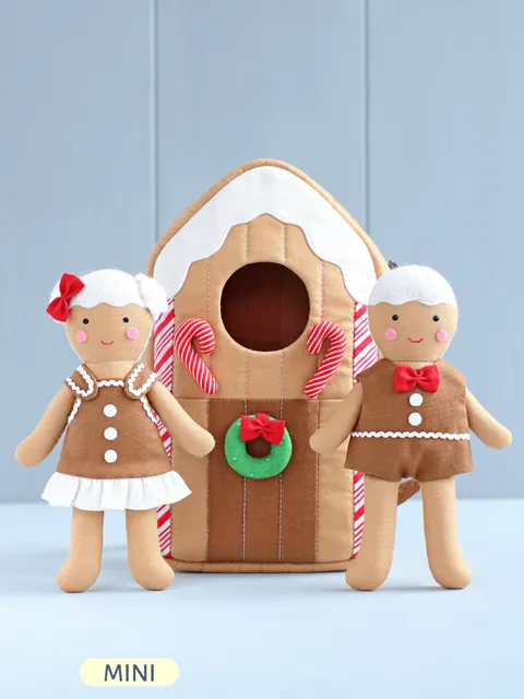 2 PDF Mini Gingerbread Girl and Boy Rag Dolls and Gingerbread House Bag Sewing Patterns Bundle