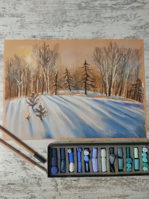 絵画 Winter  in pastel 70e0f67f523a9c46f3f53bc9f456cc