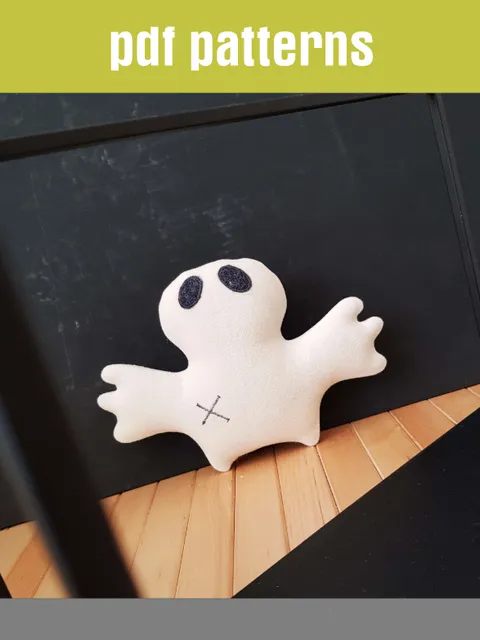 Halloween doll sewing pattern PDF, white ghost, digital tutorial in english, rag doll diy
