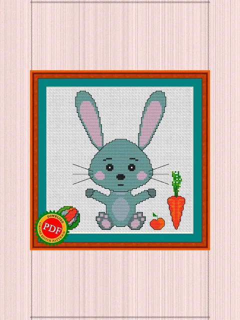 Rabbit Cross Stitch Pattern | Irresistible Rabbit Cub Chart