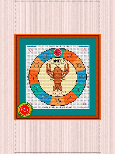 Cancer Cross Stitch Pattern | Cancer Zodiac Sign
