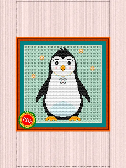 Penguin Cross Stitch Pattern | Cuddly Little Penguin Cutie
