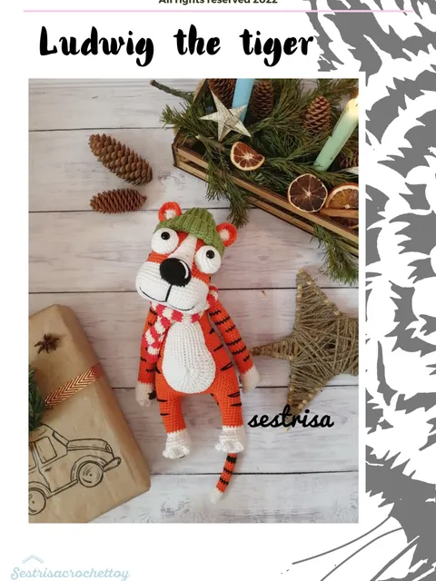 Ludwig the tiger PDF crochet pattern