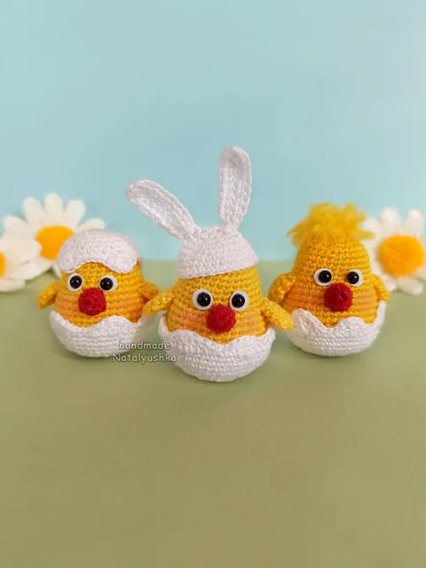 Little Chickens, Crochet toy Chickens, Easter decor, Easter favors, Kawaii.