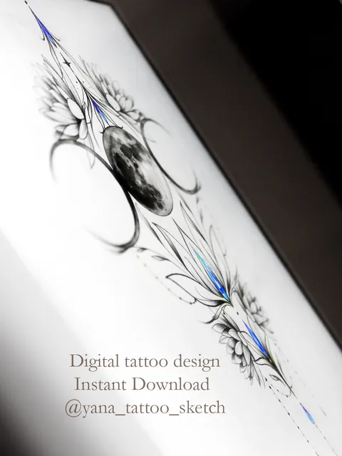 Triple Moon Tattoo Design Symbol Triple Moon Tattoo Idea Stencil Sketch, Instant download PDF, JPG