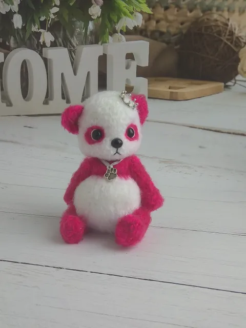 Little panda Panda bear stuffed animal Crochet pink panda bear Handmade toy Interior toy Stuffed animal toy Amigurumi panda