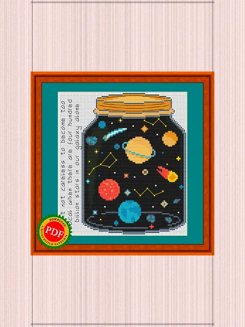 Galaxy Cross Stitch Pattern | Galactic Jar | Explore the Cosmos