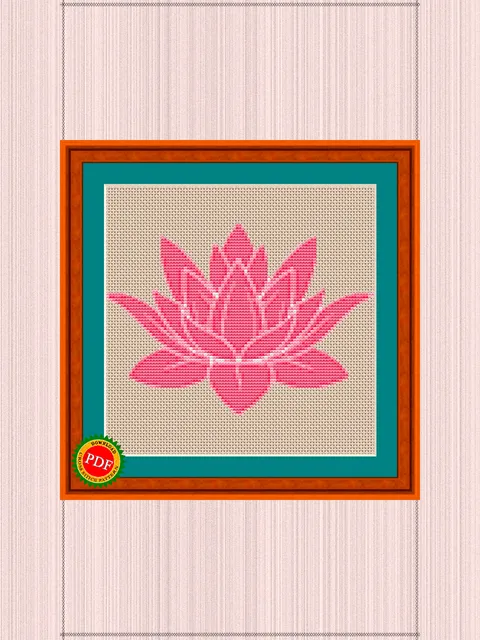 Pink Lotus Flower Cross Stitch Pattern | Pink Lotus Flower