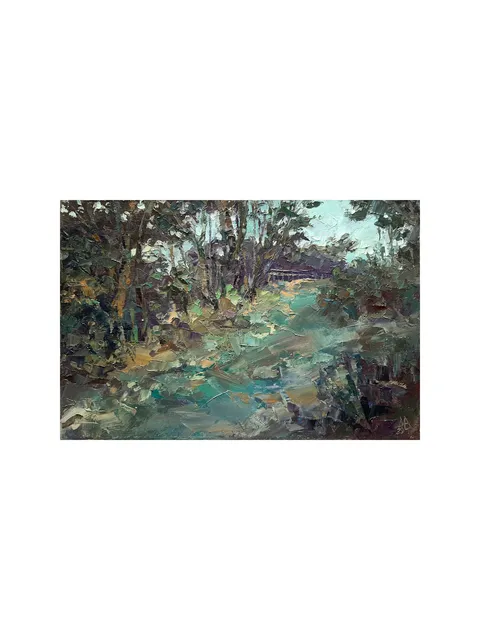 Path Park Painting 8x12" Trees Landscape ORIGINAL ART Impressionist Summer Artwork Signed by artist Marina Chuchko