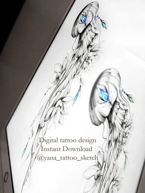 Jellyfish Tattoo Design Jellyfish Tattoo Stencil Idea Sketch, Instant download PDF, JPG