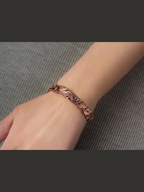 Copper wire wrapped bracelet, Unique 7th 22nd Anniversary gift idea, Art Nouveau antique style, One of kind, Exclusive design, Statement Piece, Genuine copper bracelet, Pure cuprum wire wrap bangle, Hand crafted copper jewelry