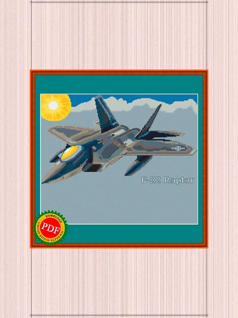F-22 Raptor Cross Stitch Pattern | Fighter Aircraft