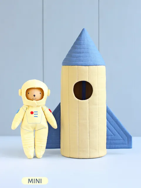 2 PDF Mini Astronaut Bear Stuffed Animal and Space Rocket (Ship) Sewing Patterns Bundle