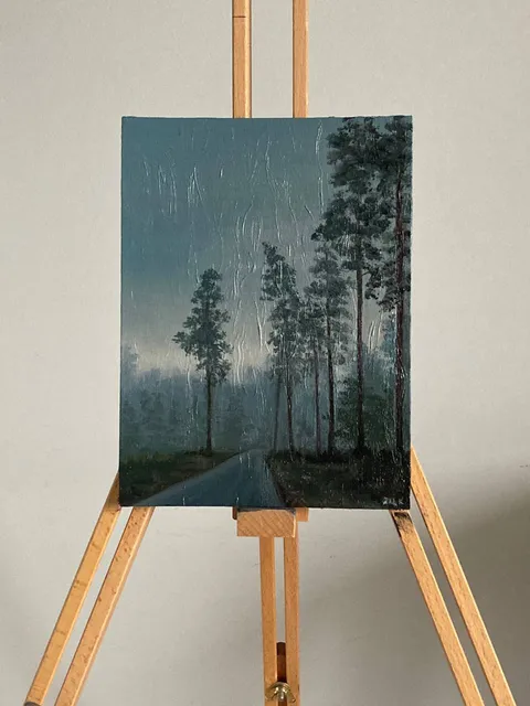 Forest Oil Painting Texture Landscape Painting On Canvas Small Artwork