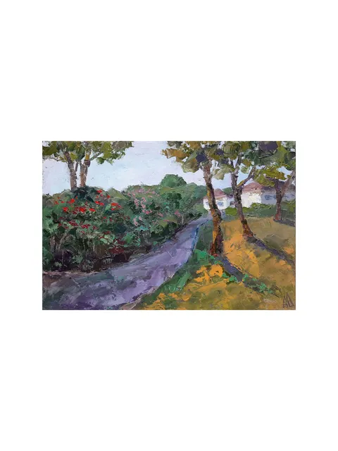 Path Park Painting 8x12" Garden Landscape ORIGINAL ART Impressionist Summer Artwork Signed by artist Marina Chuchko